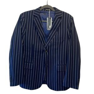 Wangyue NWT pinstripe blazer Navy and white size XS